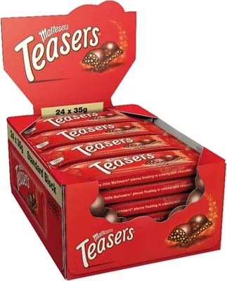 A display box of Maltesers Teasers chocolates.