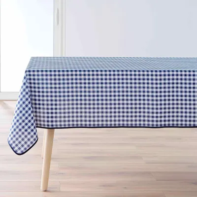 Produktbild von Faltenfreier Rechteckiger Vichy-Tischdecke Blau Fleckenresistent