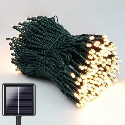 Solar-Lichterkette 22 m, 200 LEDs, 8 Modi, warmweiß, IP65
