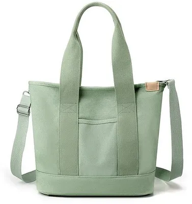 Productafbeelding van Ibenzoa® Canvas schoudertas voor dames – 30 x 16 x 30 cm, 40 cm schouderband, 1 hoofdvak met rits + 5 binnenvakken, veelzijdig te dragen