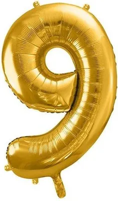 Produktbild von Folienballon Luftballon Heliumballon Zahlballon Partydekoration Zahl 9, 86 cm gold HOMLA