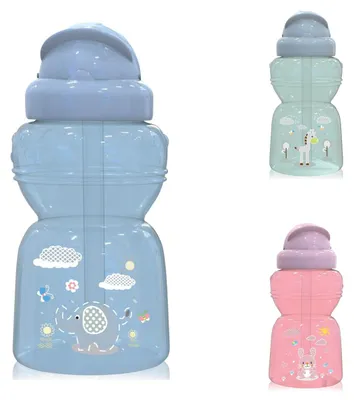 Image de Baby Care Gourde pour enfants 325 ml Sport-Sipper Animaux Couvercle de protection Paille bleu