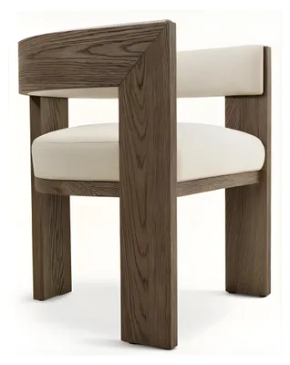 Image de Chaise design confortable en bois avec rembourrage couleur crème
