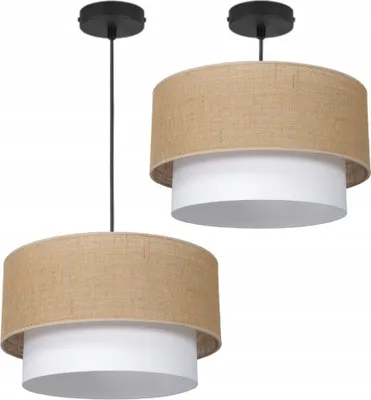 Obrázek produktu pro Stropní svítidlo, závěsné svítidlo, E27, juta, 45 cm, dvojitý stínidlo, leštěné svítidlo