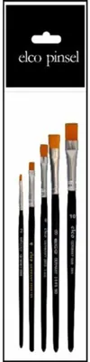 Produktbild von Pinselset ELCO PINSEL, flache Borsten, goldfarben, 2+4+6+8+10