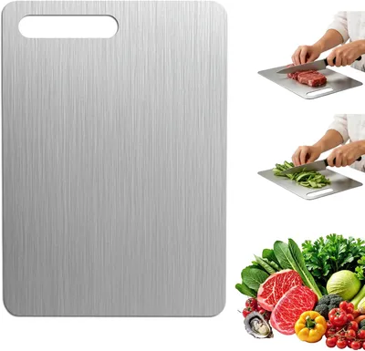 Productafbeelding van Snijplank 29x20 cm, roestvrij staal, dubbelzijdig, voor keuken