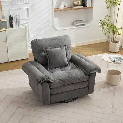Produktbild von Chenille Drehfunktion-Sessel, Grau, 360°, Oversized