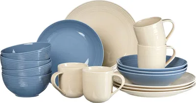 Produktbild von Ritzenhoff & Breker LEVI Kombiservice 16-tlg., Geschirrset, Service, Konisch, Porzellan, Blau+Creme, 405835