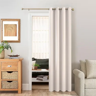 Zdjęcie produktu dla Omgoods - Zasłona zaciemniająca z oczkami - Beżowa, 270 x 140 cm, zapewniająca izolację termiczną