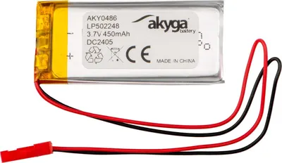 Produktbild von Li-Po Akku LP502248 Akyga AKY0486 3.7V / 450mAh PCM JST 2-Pin Stecker 150mm