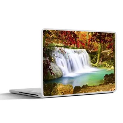 Produktbild von MuchoWow® Laptop Aufkleber Sticker Cover Herbst - Wasserfall - Natur 32.5x23.5 cm - Sticker für Laptop - Selbstklebend