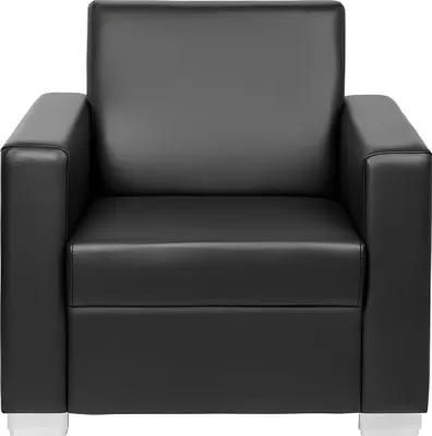 Produktbild von Schwarzer Ledersessel Designer Polster Einsitzer Wohnzimmer Relax Sitzer