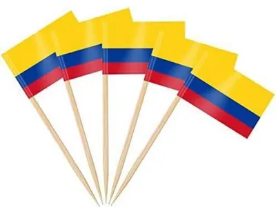 Immagine prodotto di Bandierine per stuzzicadenti, Colombia, 200 pezzi, carta e legno, 3,5x2,5 cm, per decorazioni di feste