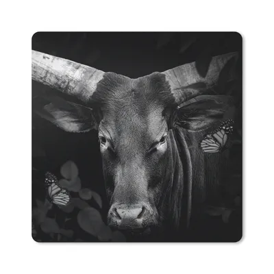 Produktbild von MuchoWow® Mauspad Mousepad Tiere - Kuh - Dschungel - Schwarz - Weiß 20x20 cm - Mousepads - Maus Mat - Pad - Mausunterlage - Desk Mat - Bureauartikeln