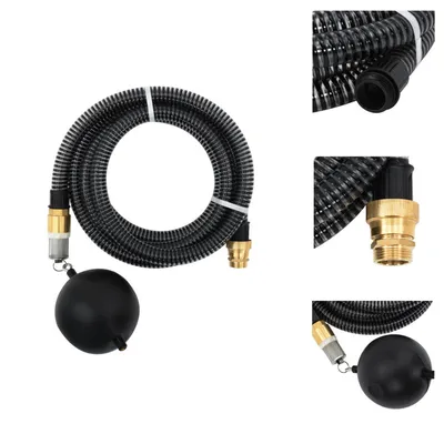 Image de vidaXL Tuyau d'aspiration avec raccords en laiton Noir 1,1" 4 m PVC - Tuyaux d'arrosage