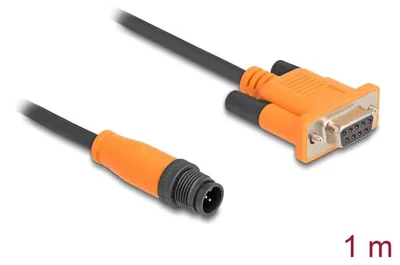 Immagine prodotto di Delock - Netzwerkadapter - M12 (5-polig) (M) zu DB-9 (W) - 1,0m - 5 mm - Schwarz, orange (66745)