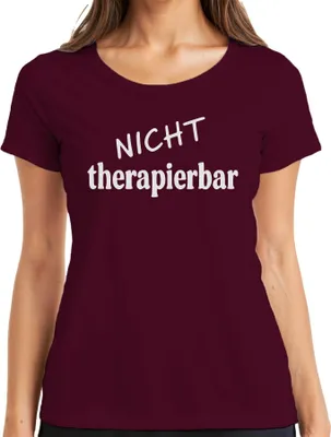 Immagine prodotto di T-shirt da donna Untreatable, borgogna, L, con un divertente detto sarcastico
