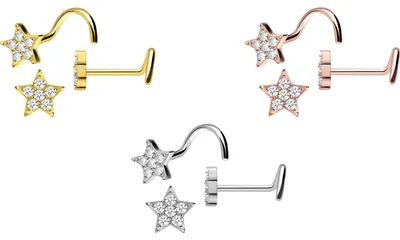 Produktbild von Nasenpiercing, Nasenstecker Titan Nasenstecker Spirale KRISTALLSTERN
