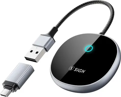 Image de Adaptateur/convertisseur sans fil SiGN pour CarPlay filaire - Noir