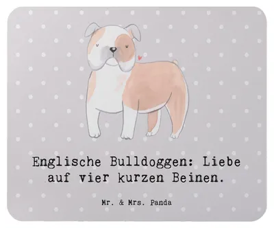 Produktbild von Mr. & Mrs. Panda Mauspad Englische Bulldogge Liebe - Grau Pastell - Geschenk, Mousepad, treue Begleiter, laptop, Hundeliebhaber, ruhige Natur, Mouse Pad, Hunderasse