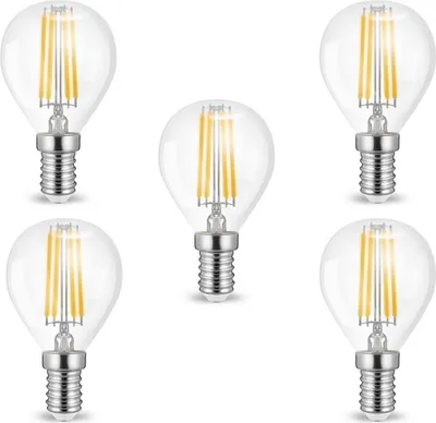 Produktbild von 5 x 4w E14 LED Birne Filament Leuchtmittel mit klarem Glas G45|Ø45x78mm|Kaltweiß|470 Lumen