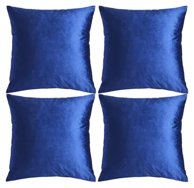 Samt-Kissenbezüge 50x50 cm, 4 Stück, Blau, weich, quadratisch