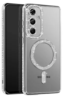 Produktbild von Avizar, Diamant-Hülle für Samsung Galaxy S25 MagSafe Strass-Rand, Silber