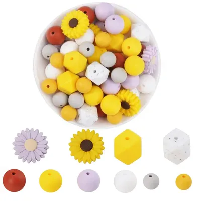 56 Gänseblümchen-Silikonperlen, Blumenform, DIY-Schmuck