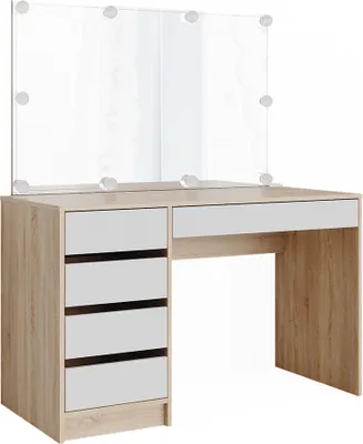 Produktbild von Schminktisch Vicco Sherry Weiß/Sonoma 120 cm mit LED Beleuchtung, Model 36884