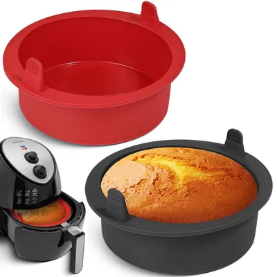Zdjęcie produktu dla Silikonowe foremki do pieczenia, średnica 18 cm, okrągłe, 2 sztuki, do frytkownic i piekarników