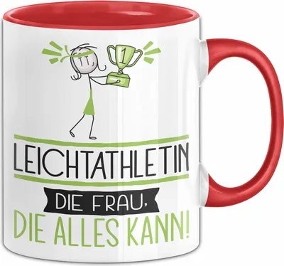 Produktbild von Leichtathletin Geschenk Tasse Becher Die Frau Die Allen Kann Geschenkidee für eine Leichtathletin Lustig (Rot)