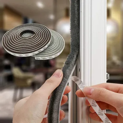 Produktbild von Türdichtungsband, selbstklebendes Bürsten-Fensterdichtungsband für Hausfenster, wetterfest, schalldicht, staubdicht, 9 m Länge, grau, 0,9 x 1,5 cm (32,8 Fuß)