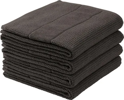 Produktbild von Schiesser Handtuchset Turin | Frottier | 4-teilig | Reiskornoptik | 100% Baumwolle | flauschig, saugstark, farbecht  | Kordelaufhänger | 50x100cm | Dunkelgrau