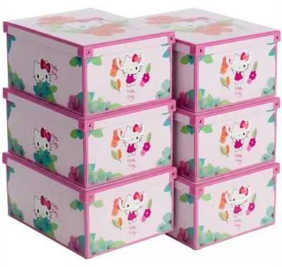 Obrázek produktu pro Lavatelli Sada 6 úložných krabic s víkem Hello Kitty, 39 x 50 x 24 cm