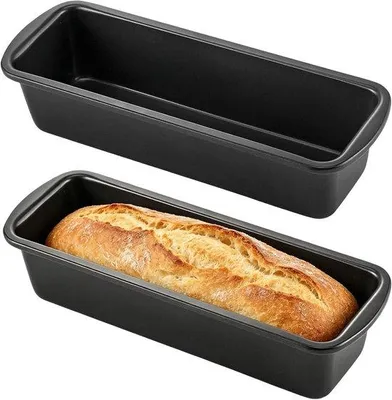 Produktbild von 2 Backformen, rechteckige Brotbackformen, 27,7 x 9,5 x 6 cm, aus Kohlenstoffstahl zum Backen