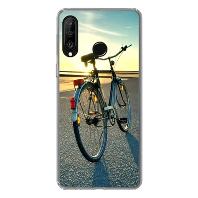 Produktbild von MuchoWow® Handyhülle Schutzhülle Hülle für Huawei P30 Lite Nordsee - Fahrrad - Sonnenuntergang Silikon Softcase Handy Hülle - Handyhülle