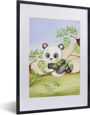 Produktbild von MuchoWow® Gerahmtes Poster Dschungel - Panda - Tiere 30x40 cm - Poster mit Schwarzem Bilderrahmen Wandposter Rahmen Foto Bilder - Wandposter Schlafzimmer