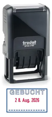 Produktbild von Trodat Printy 4750/L7 Datumstempel mit Text GEBUCHT, Selbstfärber, Abdruckfarbe