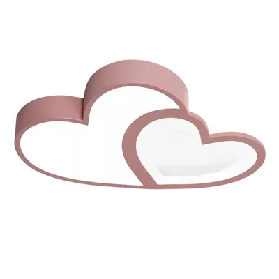 A pink, heart-shaped ceiling light.