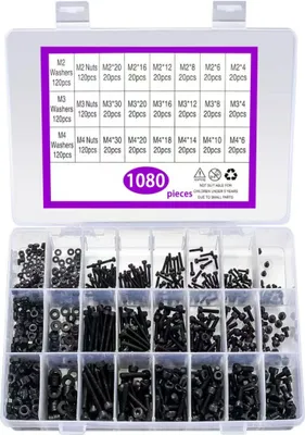 Obrázok produktu pre Čierne skrutky v rôznych dĺžkach (M2, M3, M4, 1080 kusov)