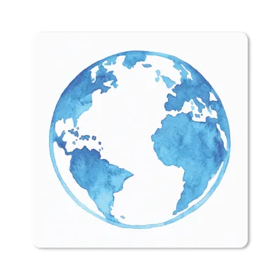 Produktbild von MuchoWow® Mauspad Mousepad Aquarell - Globus - Blau 20x20 cm - Mousepads - Maus Mat - Pad - Mausunterlage - Desk Mat - Bureauartikeln