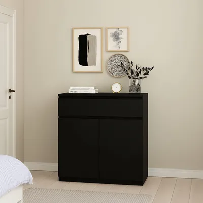 Image de Genziana - Buffet, 80x40x100h cm Noir, 3 Étagères