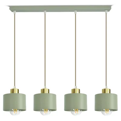 Produktbild von LUXOLAR 4-flammige Pendelleuchte Salbeigrün Gold – Moderne LED Hängelampe E27, höhenverstellbare Deckenlampe über Tisch für Esszimmer, Wohnzi
