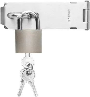 Produktbild von Edelstahl-Hasp 5 Zoll, Heavy-Duty-Schloss, Schrauben inklusive, Einbruchschutz