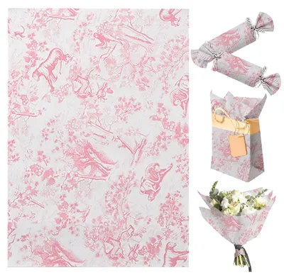 Productafbeelding van Roze Bloemig Cadeaupapier - 30 Vellen