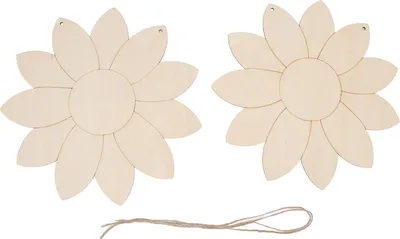 Obrázok produktu pre 2ks drevené kvetinové výrezy DIY Lotus tvar nedokončené drevené výrezy Domáce záhradné drevo čip dekor prívesok s 2 konopné lano