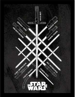 Produktbild von Star Wars - Gerahmtes Poster, Lichtschwertgriff PM11499 (40 cm x 30 cm) (Schwarz/Weiß)