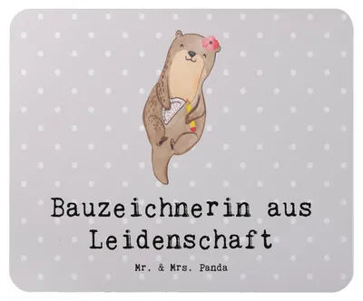 Produktbild von Mr. & Mrs. Panda Mauspad Bauzeichnerin Leidenschaft - Grau Pastell - Geschenk, laptop mousepad, mausteppich, Mouse Pad, computer