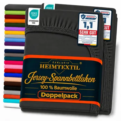 Produktbild von Jersey Spannbettlaken Doppelpack 200 x 220 cm Schwarz