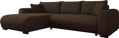 Produktbild von MIRJAN24 Ecksofa Merkos Cord, Wohnzimmer L-Form mit Bettkasten und Schlaffunktion, Holzkonstruktion, Seite universal (Farbe: Poso 06)